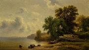 Robert Scott Duncanson Landscape with Campsite oil on canvas